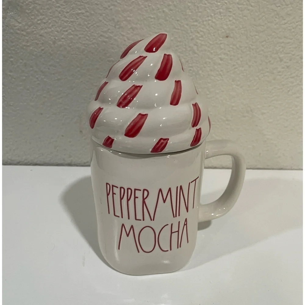 RAE DUNN ceramic Peppermint Mocha Mug & Topper Christmas Large mug collection